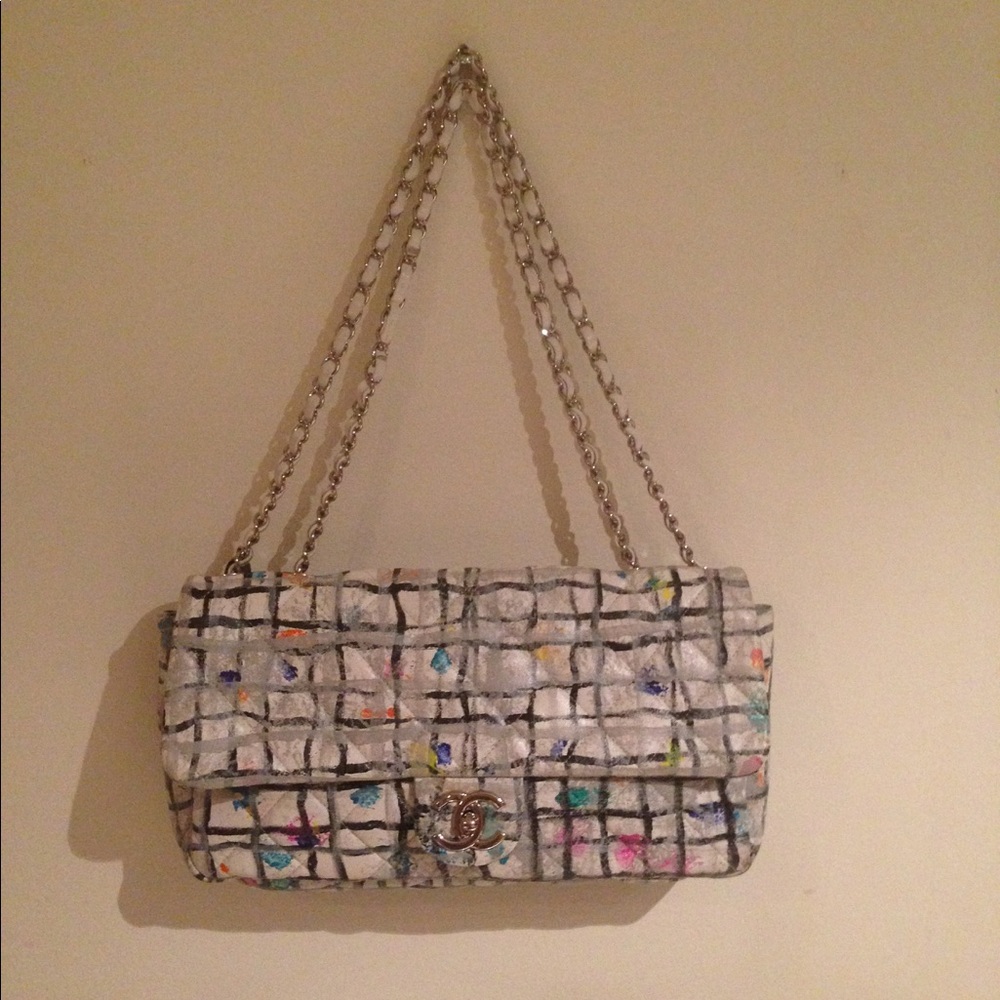 CHANEL HAND PAINTED GRAFFITI FLAP BAG